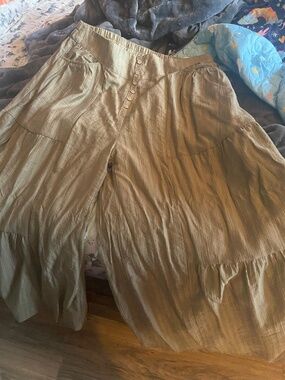 Green Wide leg dress pants